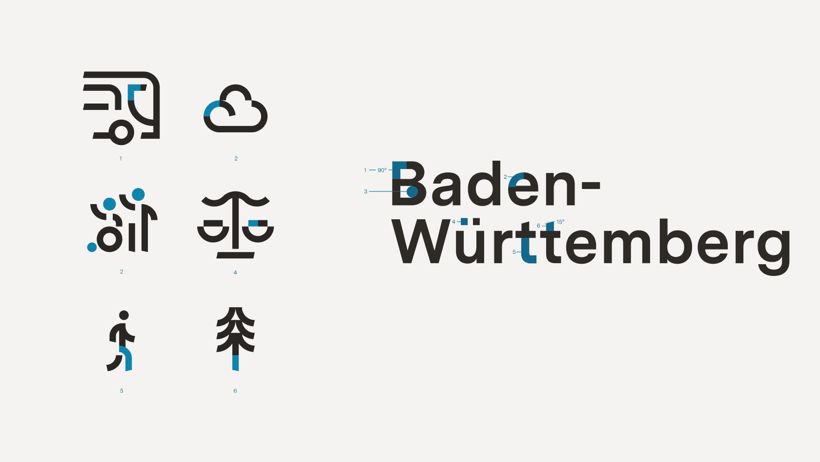 Vergleich von Details der Icons mit Details der Schrift BaWue Sans.