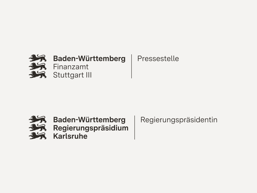 Beispiel für ein Standard Logo mit Zusatz: hier für das Regierungspräsidium Freiburg mit der Abteilung Landesamt für Geologie, Rohstoffe und Bergbau.