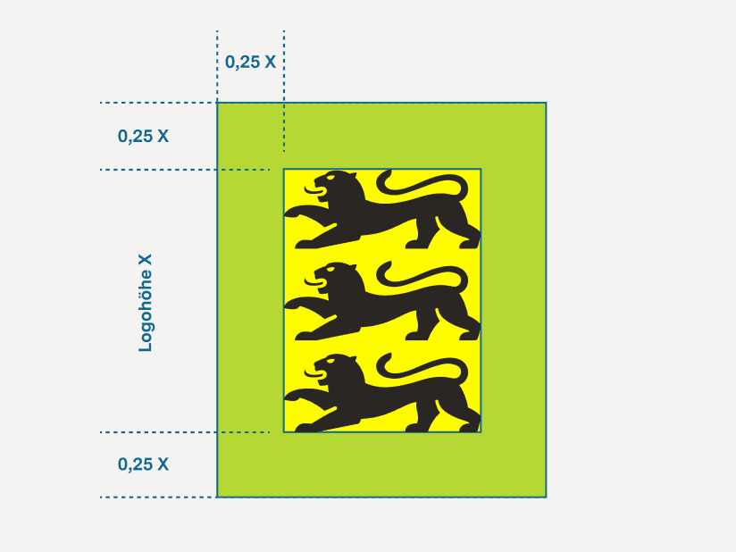 Schematische Darstellung der Maße des Flag Logos.